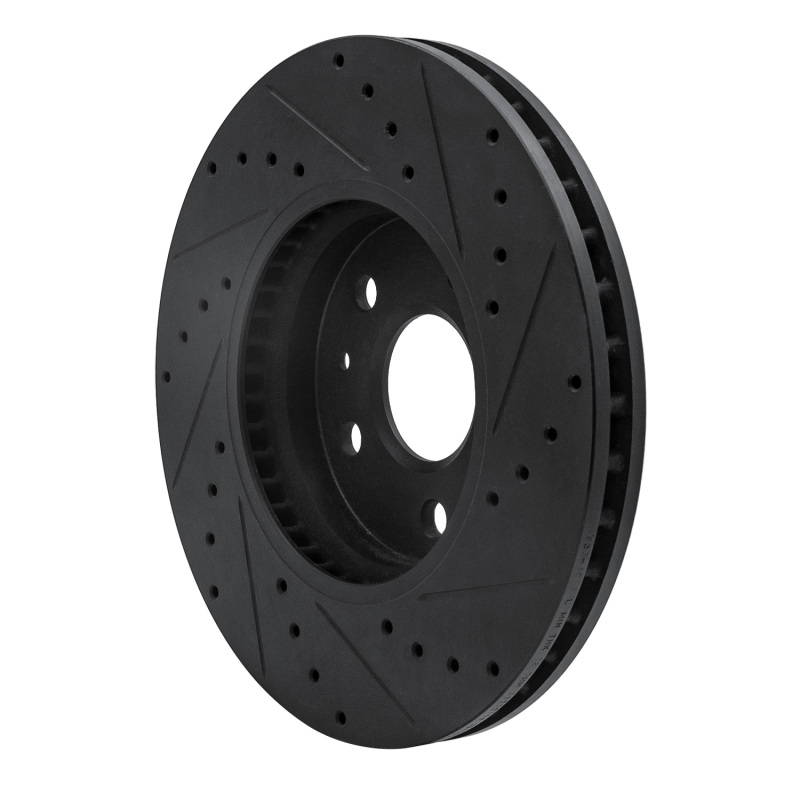 Cadillac CTS Brake Rotor (1) - Front Left - R1 Concepts - Drilled & Slotted - Black - `08-`14